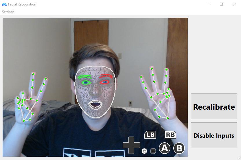 Desktop view of the Face Controller application