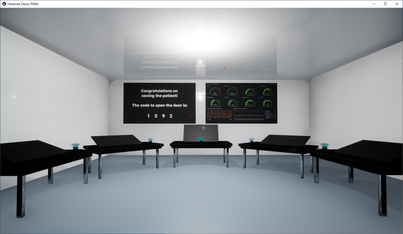 A screenshot from the second room of the game after solving the puzzle