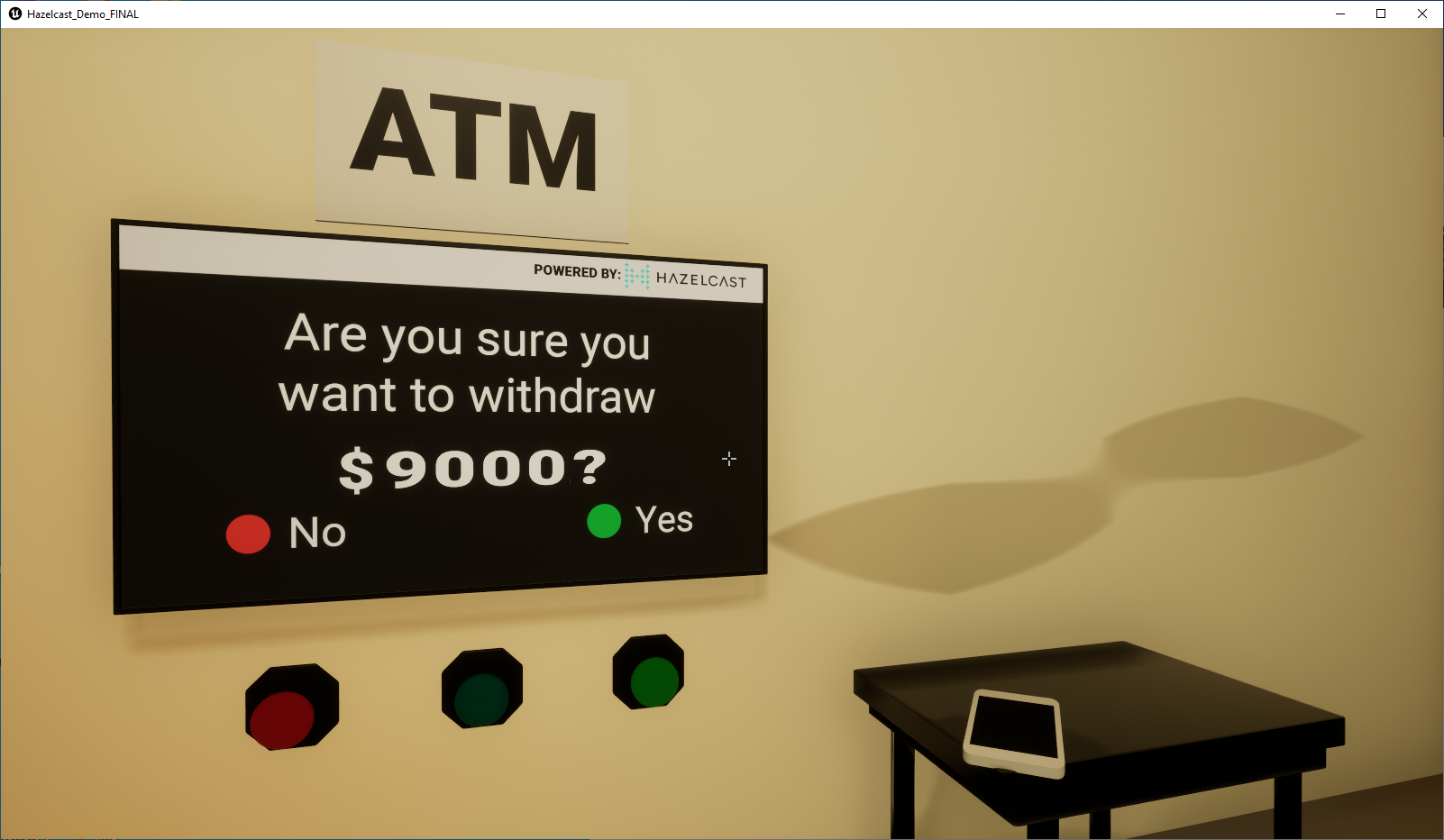 A screenshot of the atm in the third room of the game