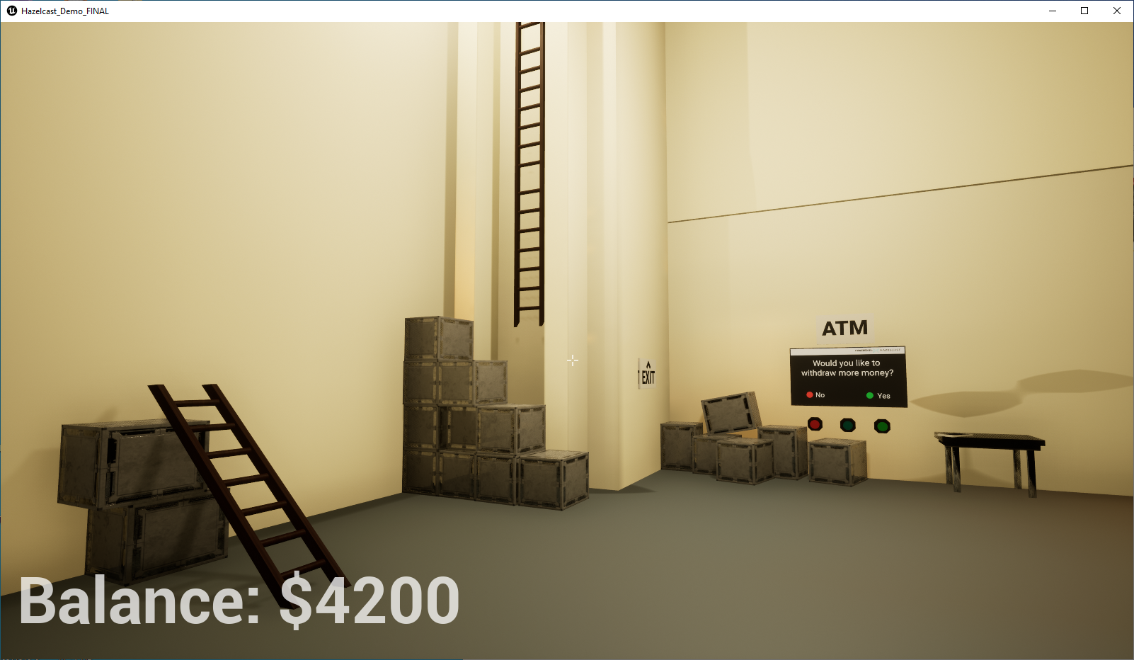 A screenshot of a bunch of boxes in the third room of the game