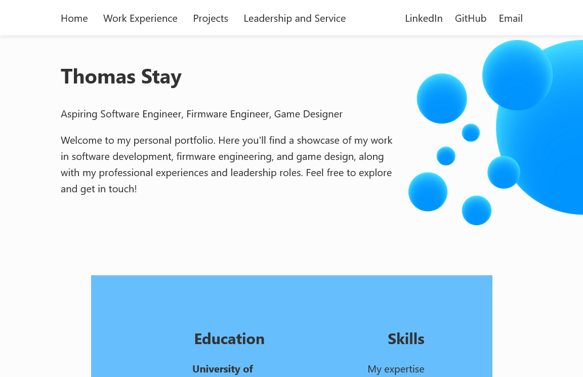 Screenshot of the portfolio website